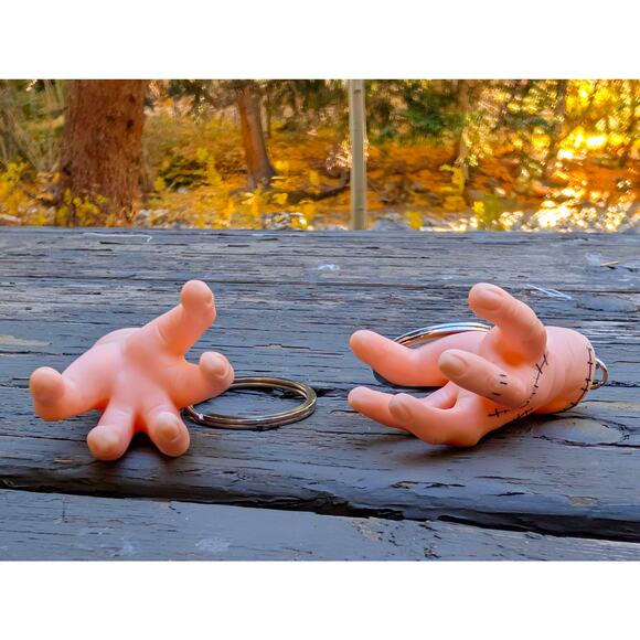 Pair of 2 Wednesday Addams "Thing" Hand Keychains Netflix Series Goth Gifts Set - Picture 3 of 8
